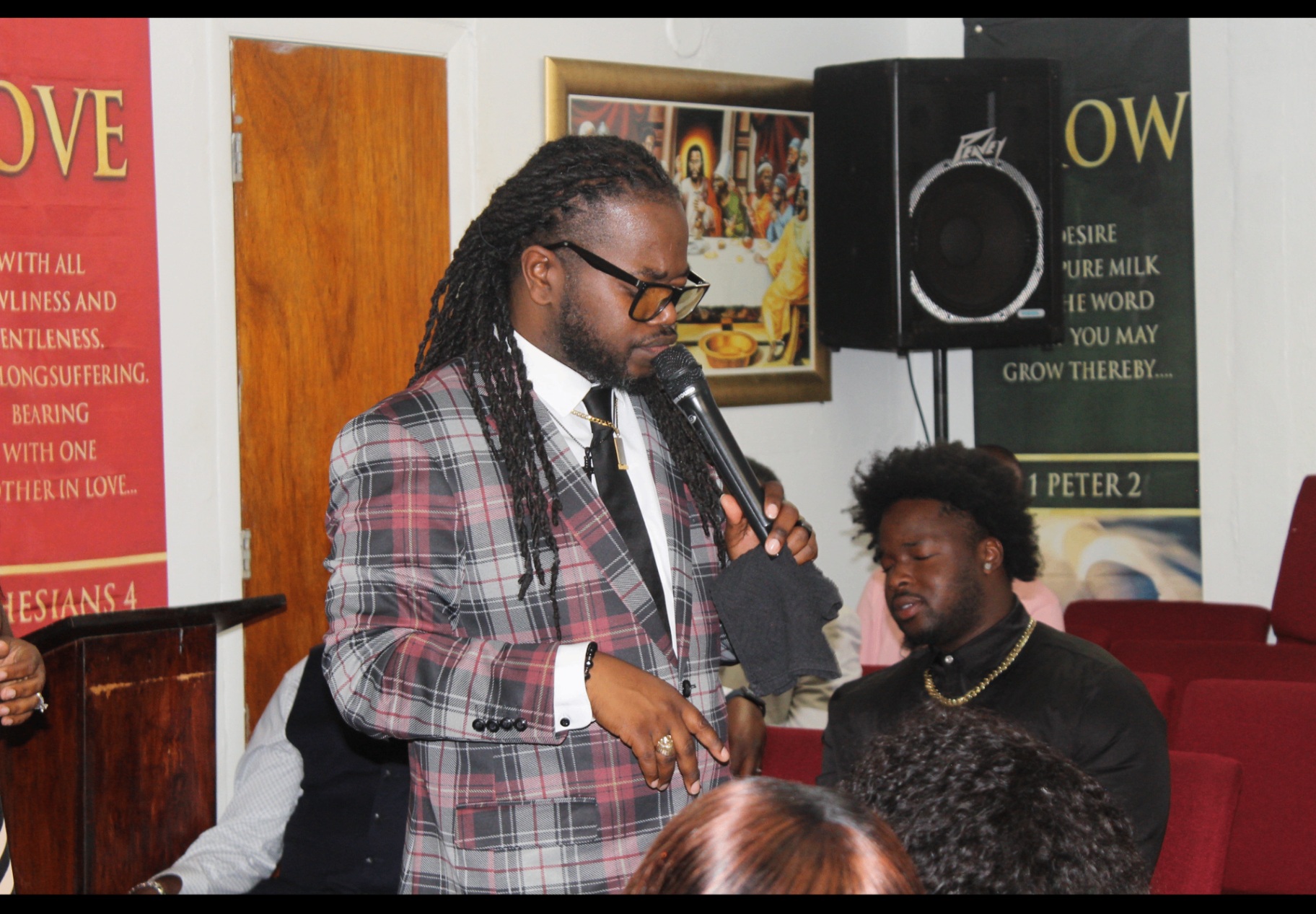 Pastor preaching during Sunday service